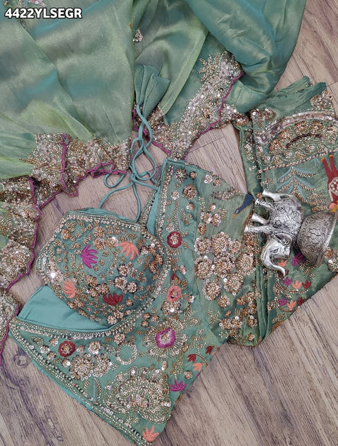 KcPc Tissue Silk Designer Lehenga with Heavy Cutdana Work   VICR