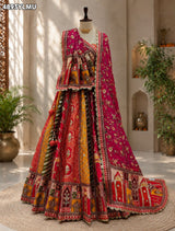 KcPc Designer Crepe Silk Printed Lehenga with Gota WorkBHUTA