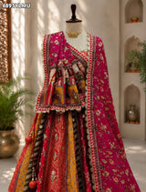 KcPc Designer Crepe Silk Printed Lehenga with Gota WorkBHUTA
