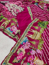 KcPc Beautiful Pure Silk Kalamkari Style Saree with Thread WorkBRC
