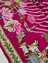 KcPc Beautiful Pure Silk Kalamkari Style Saree with Thread WorkBRC