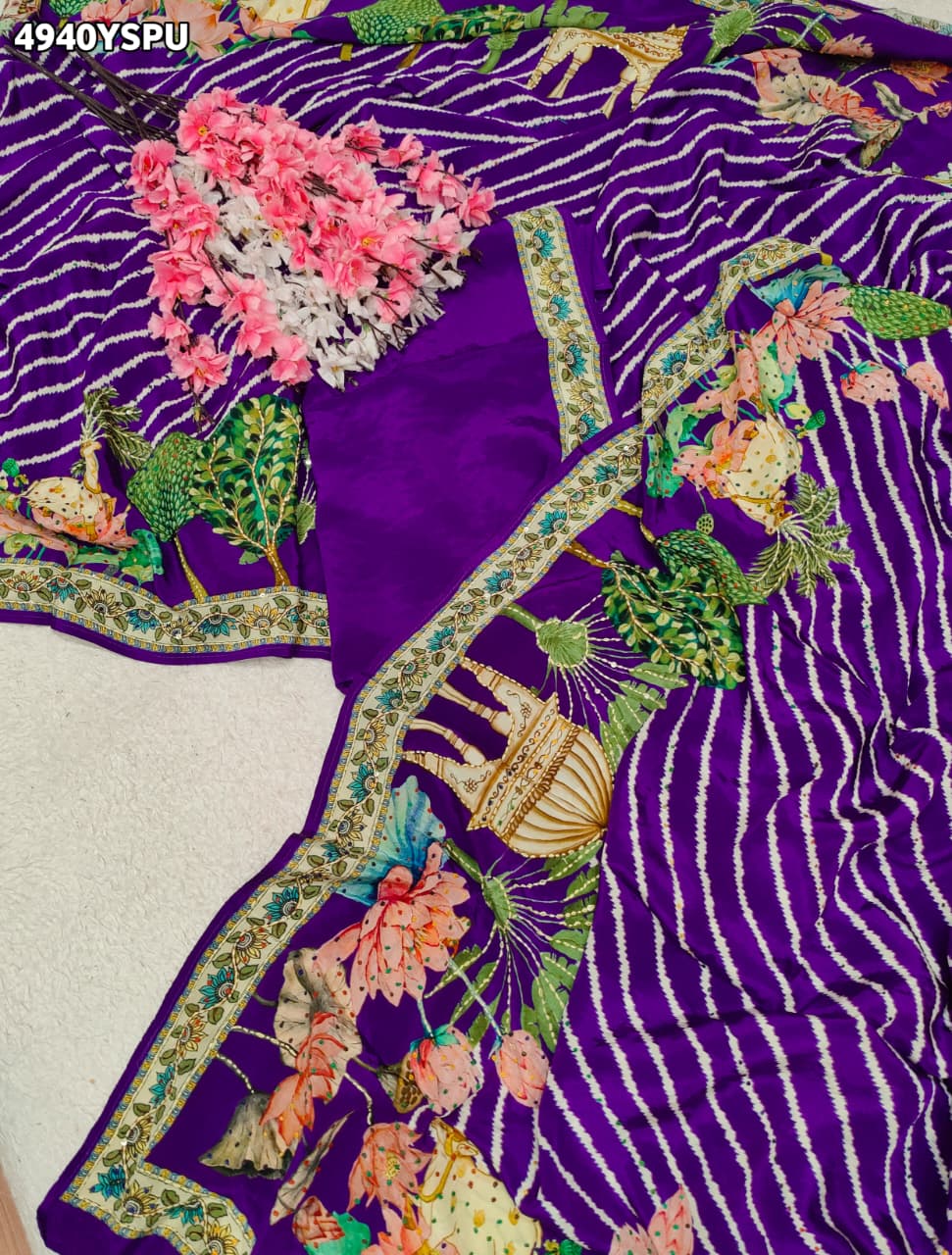KcPc Traditional Kalamkari Pure Silk Saree with Thread WorkBRC