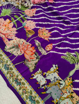 KcPc Traditional Kalamkari Pure Silk Saree with Thread WorkBRC