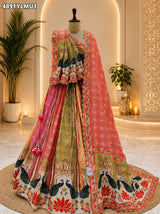 KcPc Stylish Crepe Silk Printed Lehenga with Traditional Gota Work BHUTA