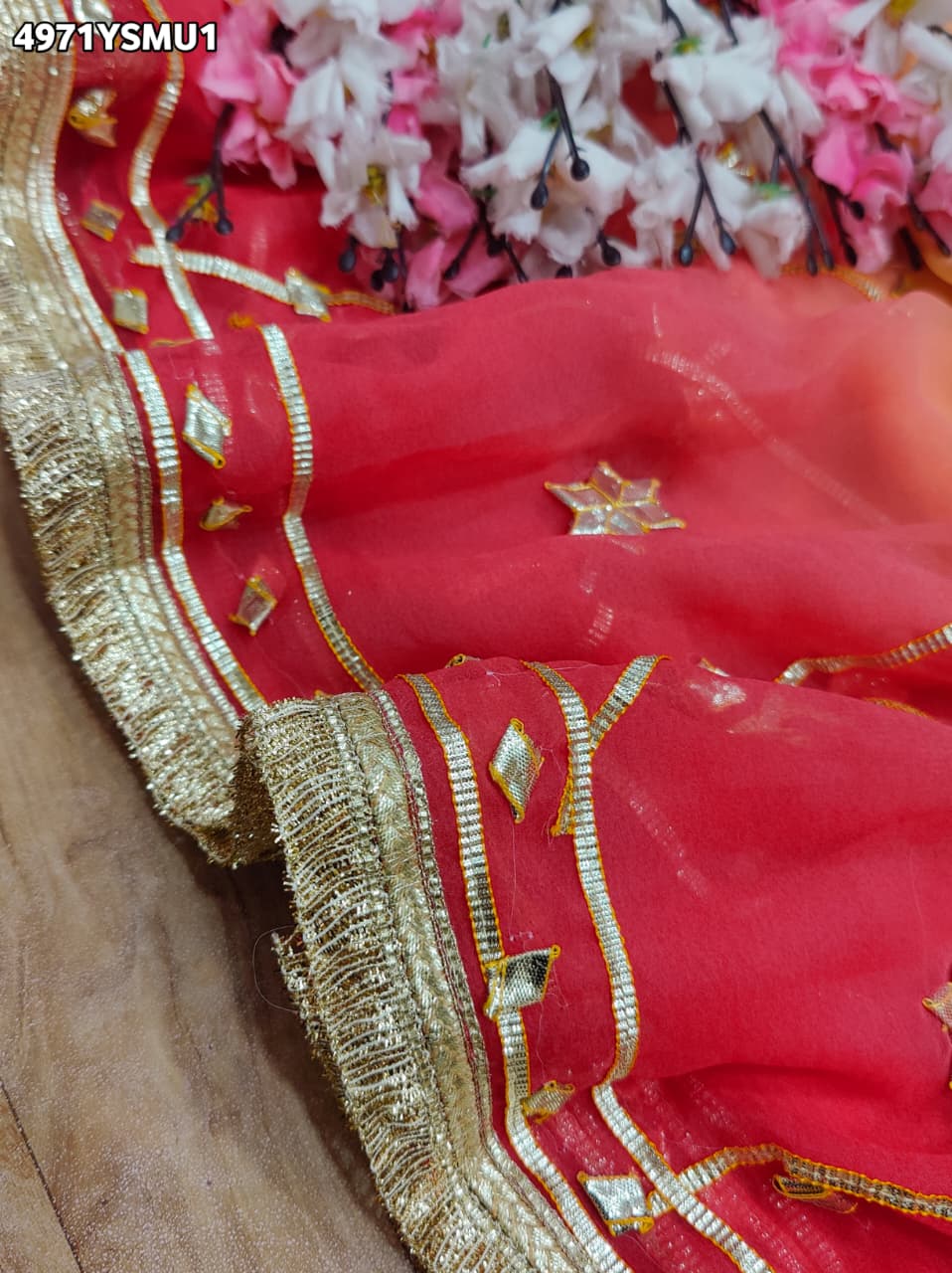 KcPc Georgette Saree with Traditional Style & Gotapatti Work MHS