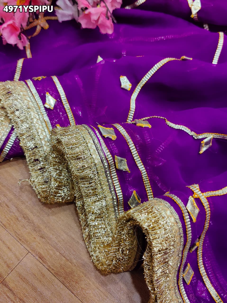 KcPc Beautiful Georgette Saree with Traditional Gotapatti Work MHS