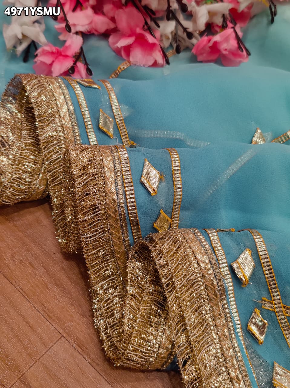 KcPc Georgette Traditional Saree with Gotapatti Work MHS