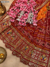 KcPc Georgette Traditional Pila Chunri with Embroidery Work