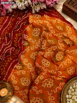 KcPc Georgette Traditional Pila Chunri with Embroidery Work