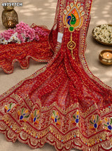 KcPc Beautiful Georgette Pila Chunri with Traditional Embroidery