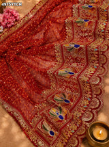 KcPc Beautiful Georgette Pila Chunri with Traditional Embroidery