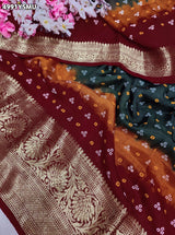 KcPc Designer Viscose Silk Tie-Dye Saree with Zari WorkRBW