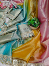 KcPc Elegant Tissue Silk Saree with Designer Diamond Stone WorkNDA
