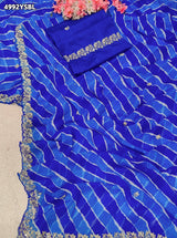 KcPc Premium Georgette Leheriya Saree with Peturn Work SWA