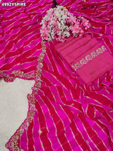 KcPc Designer Georgette Leheriya Saree with Peturn Work SWA