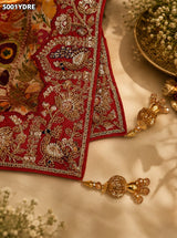 KcPc Georgette Kalamkari Style Dupatta with Heavy Embroidery Work
