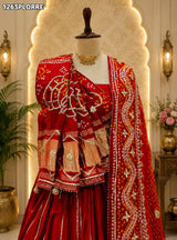 KcPcPure Gaji Silk Bandhani Lehenga with Gota Patti Work SATIS