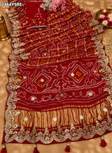 KcPc Pure Gaji Silk Bandhani Saree with Gota Patti Work AMT