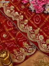KcPc Pure Gaji Silk Bandhani Saree with Gota Patti Work AMT