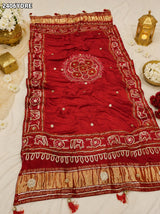 KcPc Gaji Silk Bandhani Style Dupatta with Gota Patti Work AMT