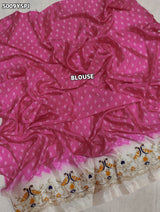 KcPc Crepe Silk Leheriya Style Saree with Designer Embroidery Work