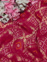 KcPc Georgette Banarasi Style Pila Chunri with Heavy Embroidery Work