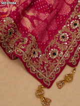 KcPc Georgette Banarasi Style Pila Chunri with Heavy Embroidery Work