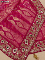 KcPc Georgette Banarasi Style Pila Chunri with Heavy Embroidery Work