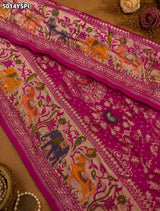KcPc Traditional Kalamkari Style Pure Khaddi Georgette Saree with Zari WorkASIF