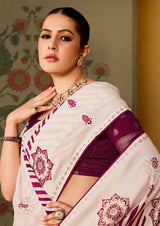 KcPc Luxury Velvet Tusser Silk Leheriya Saree with Stone EmbroiderySTR