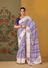 KcPc Velvet Tusser Silk Designer Saree with Leheriya Style Stone Work STR