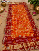 KcPc Pure Gaji Silk Bandhani Ghatchola Dupattawith Zardozi Work MOR