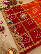 KcPc Pure Gaji Silk Bandhani Ghatchola Dupattawith Zardozi Work MOR
