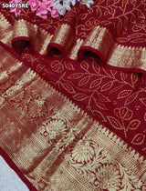 KcPc Traditional Bandhani Style Viscose Silk Saree with Elegant Zari Weaving SSM