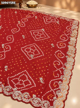 KcPc Georgette Bandhani Style Saree with Peturn Work for Festive Wear