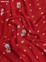 KcPc Georgette Bandhani Style Saree with Peturn Work for Festive Wear