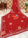 KcPc Designer Vichitra Silk Saree with Printed Style & Gotapatti Work