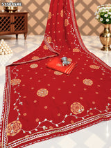 KcPc Designer Vichitra Silk Saree with Printed Style & Gotapatti Work