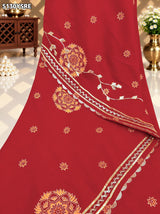 KcPc Designer Vichitra Silk Saree with Printed Style & Gotapatti Work