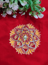 KcPc Designer Vichitra Silk Saree with Printed Style & Gotapatti Work