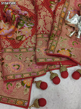 KcPc Georgette Meenakari Style Saree with Zari Weaving for Festive Wear