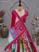 KcPc Crepe Silk Bandhani Lehenga with Traditional Gotapatti Work