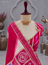 KcPc Crepe Silk Bandhani Lehenga with Traditional Gotapatti Work