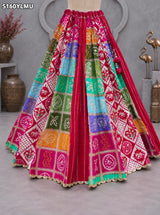 KcPc Crepe Silk Bandhani Lehenga with Traditional Gotapatti Work