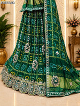 KcPc Traditional Gaji Silk Bandhani Lehenga with Elegant Gota Patti Work