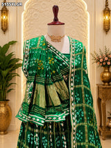KcPc Traditional Gaji Silk Bandhani Lehenga with Elegant Gota Patti Work
