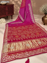 KcPc Gaji Silk Bandhani Saree with Traditional Gotapatti Work