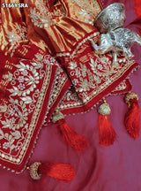 KcPc Gaji Silk Bandhani Saree with Traditional Gotapatti Work