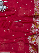 KcPc Georgette Bandhani Saree with Cutdana White Beads Work