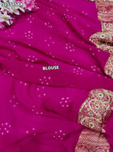 KcPc Khaddi Georgette Bandhani Style Saree with Traditional Zardosi Work for Festive Wear